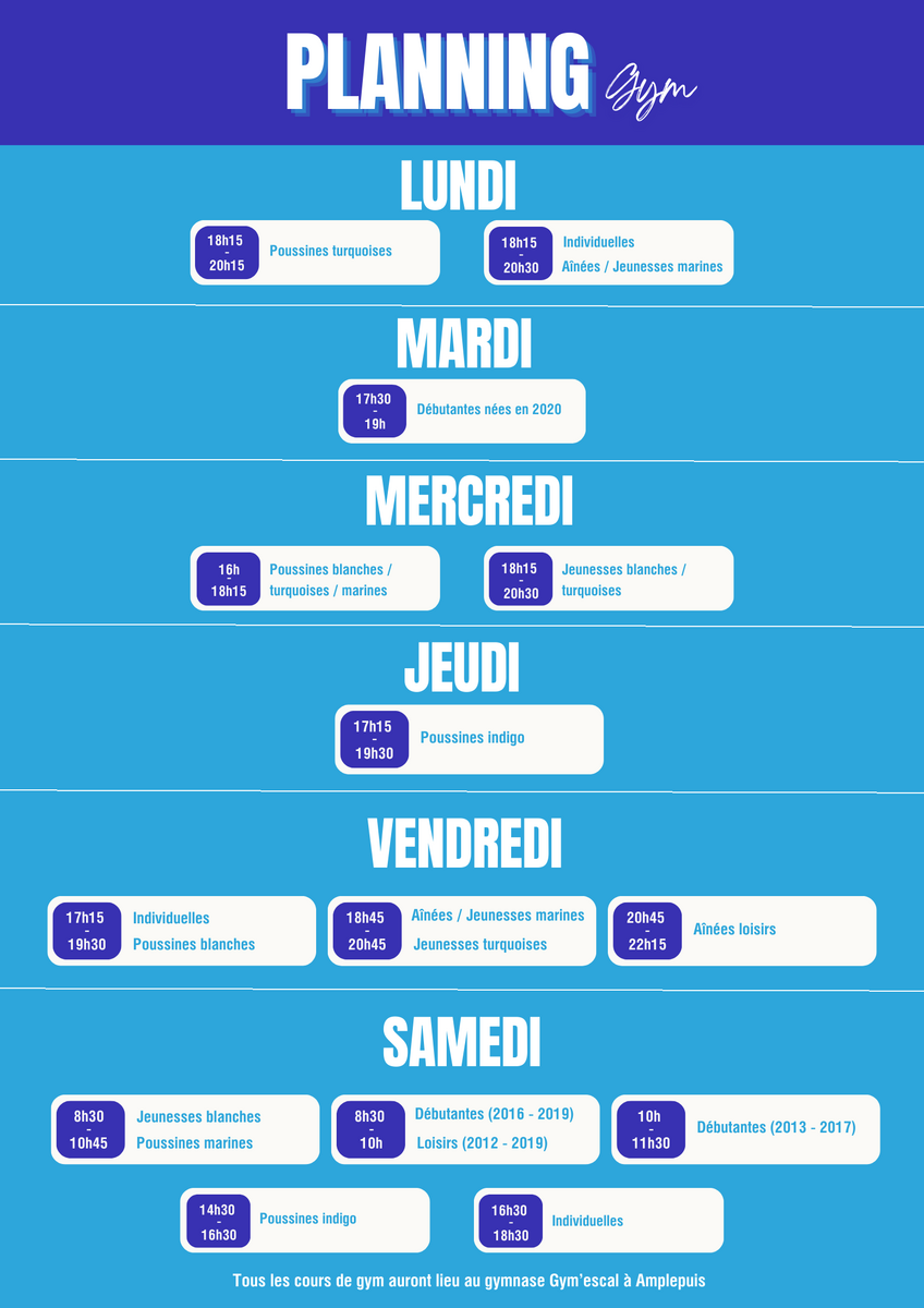 Planning Gym saison 2025-2026 🤸🏻‍♀️