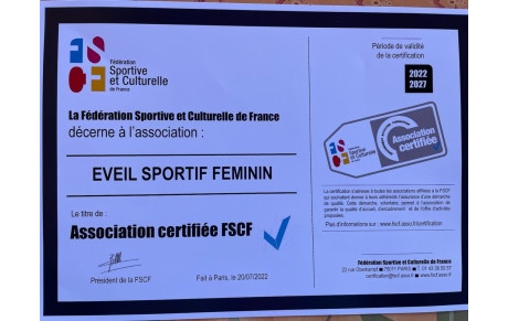 CERTIFICATION  FSCF   2022-2027     Comme on termine bien la saison  !!